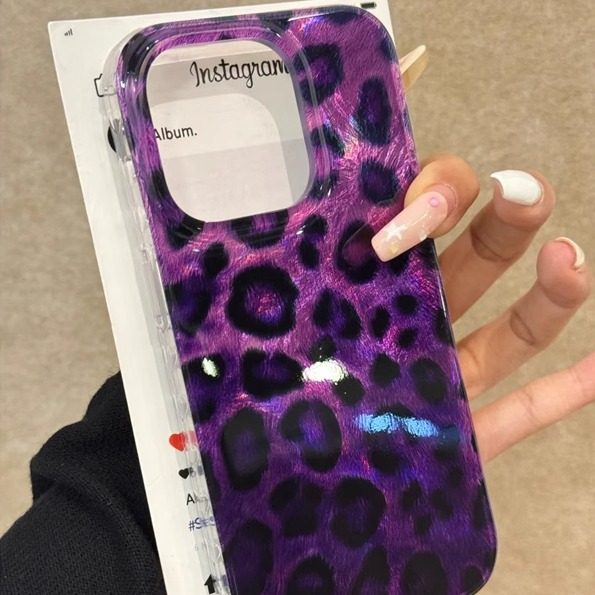 个性紫色豹纹适用苹果16promax手机壳iPhone15简约13高级新款12潮酷pro小众17plus锡纸纹个性x全包防摔xr硬壳