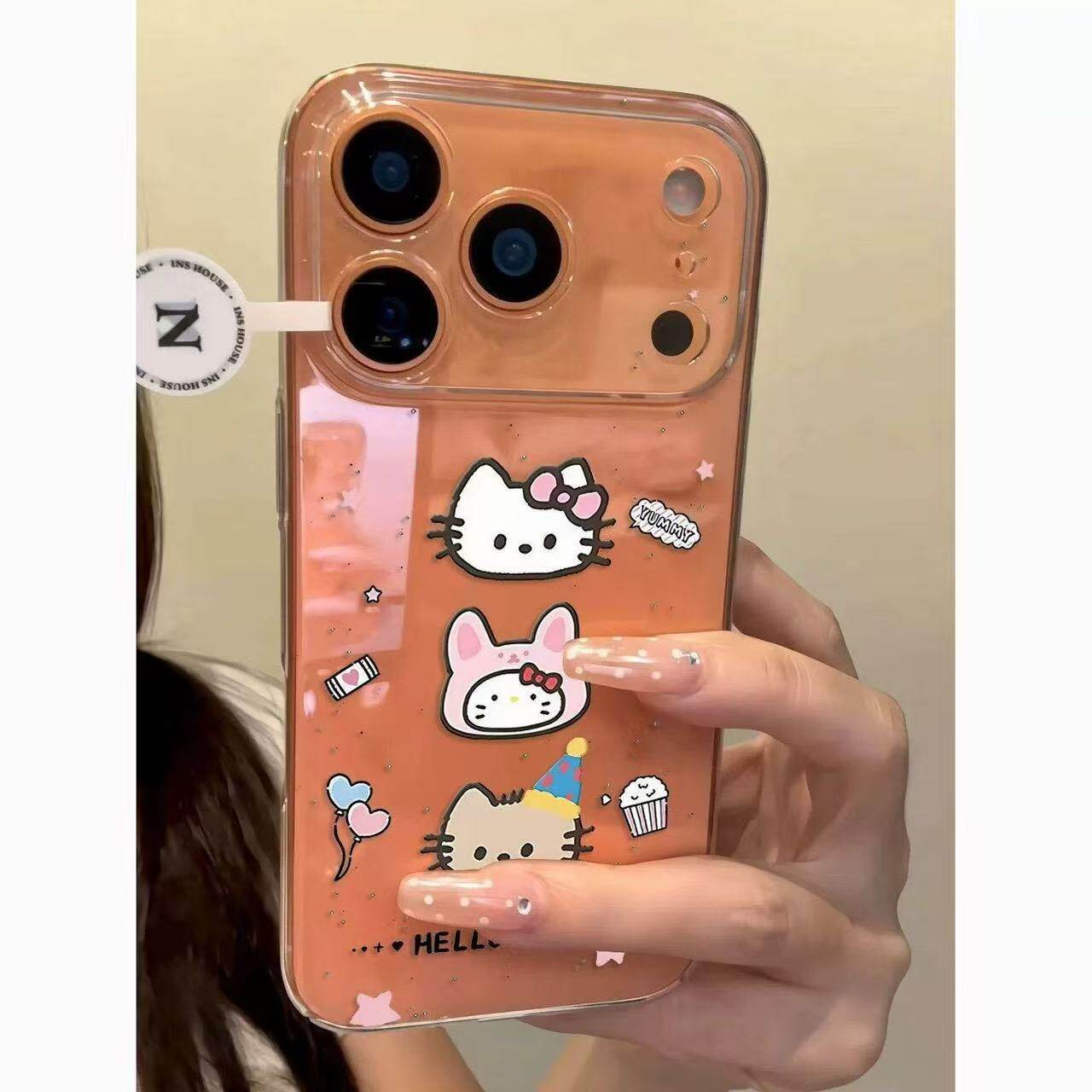 少女ins风hellokitty猫涂鸦适用苹果17promax手机壳iPhone16新年15新款16pro可爱卡通14全包13女11简约12透明