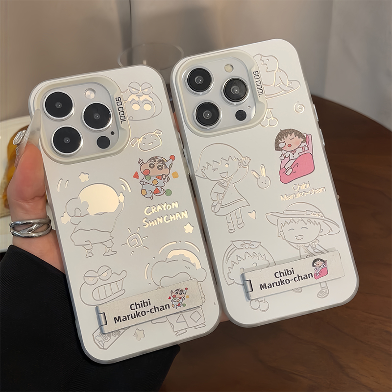 可爱樱桃小丸子适用苹果15promax手机壳iPhone14支架13新款12个性pro情侣11卡通闺蜜plus镭射xs女x防摔16硬壳