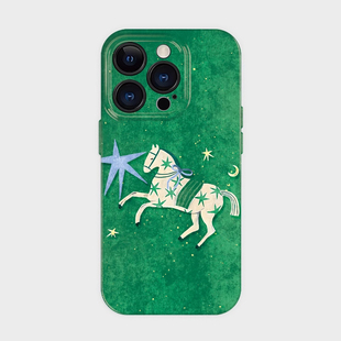 个性白马星星适用苹果16promax手机壳iPhone14菲林13新款12pro创意情侣17plus小众xs少女7全包防摔菲林xr硬壳