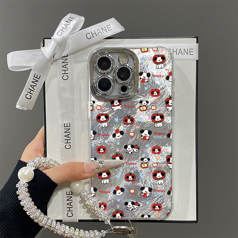 ins韩系涂鸦苹果小狗适用苹果16promax手机壳iPhone15带镜头膜13新款12情侣创意xs小众11少女plus14防摔x硬壳