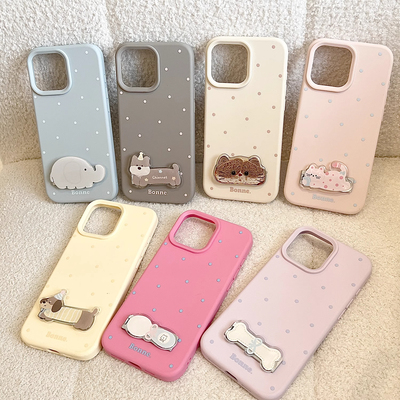 简约波点适用苹果17手机壳iphone16新款15pro高级创意max卡通支架13情侣12小众14Pro网红x全包11硅胶防摔软壳