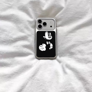 可爱握拳生气米奇适用苹果17手机壳iphone16新款pro创意max电镀银13手链女12可爱14情侣11硅胶xs全包防摔软壳