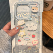 卡通涂鸦可爱小狗适用苹果15promax手机壳iPhone14透明12新款 17网红pro情侣16小猫13plus少女xs小众x防摔硬壳