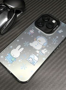 蓝色冬日米菲适用苹果17promax手机壳iPhone16创意14新款13情侣12可爱卡通15pro少女plus小众11全包防摔8硬壳
