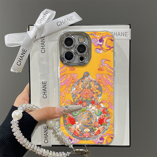 高级金色招财葫芦适用苹果16promax手机壳iPhone15带镜头膜13新年款12羽纱pro少女17挂绳plus14全包防摔x硬壳