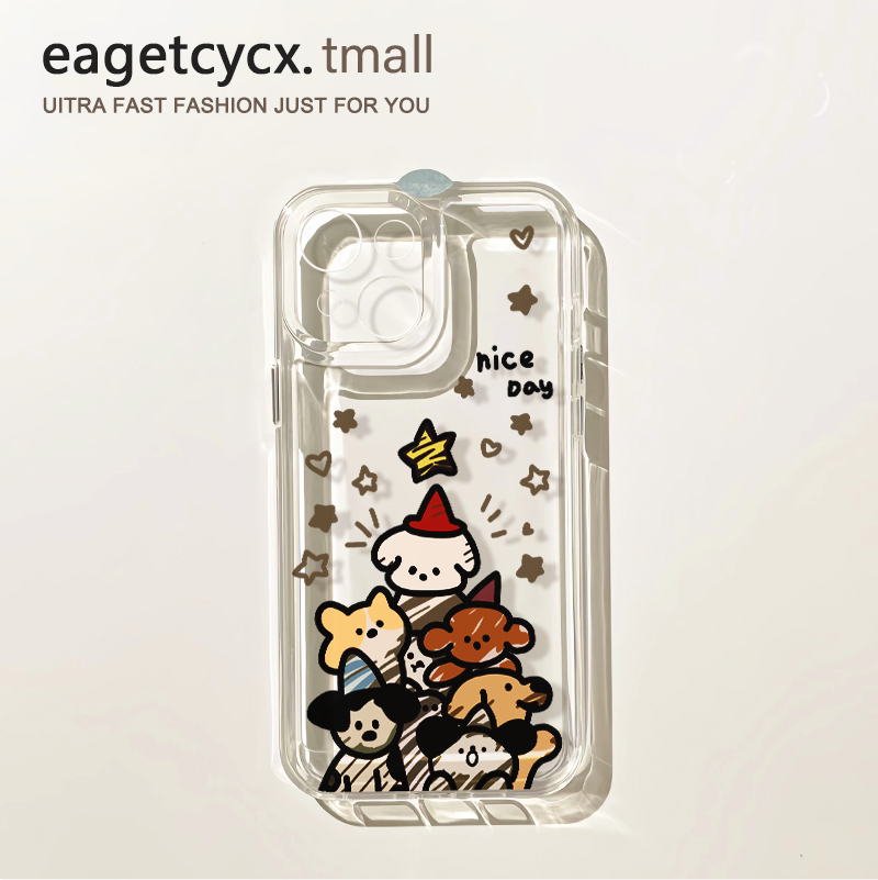 可爱圣诞小狗适用于苹果15promax手机壳12创意17新款情侣13防摔14美拉德xs卡通xr太空壳plus秋冬iPhone女硬壳