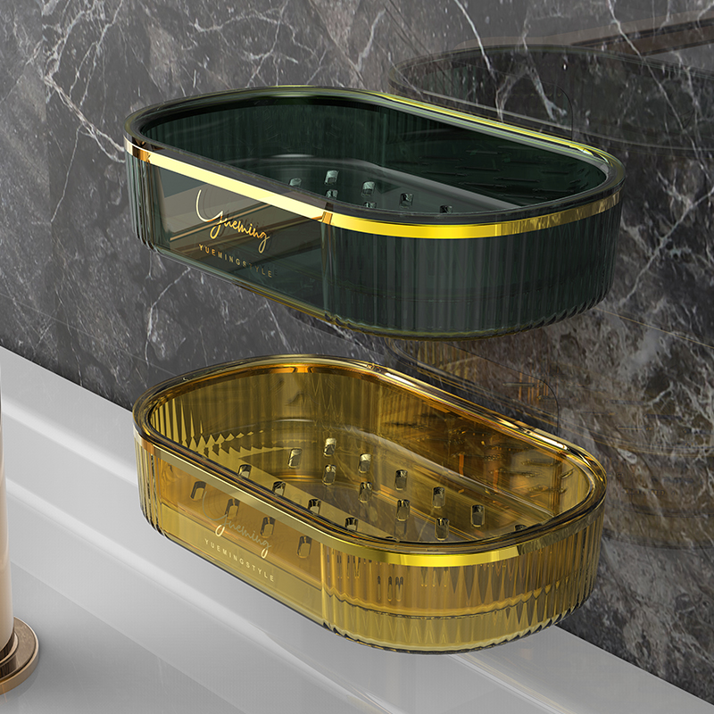 轻奢风简约沥水免打孔皂盒