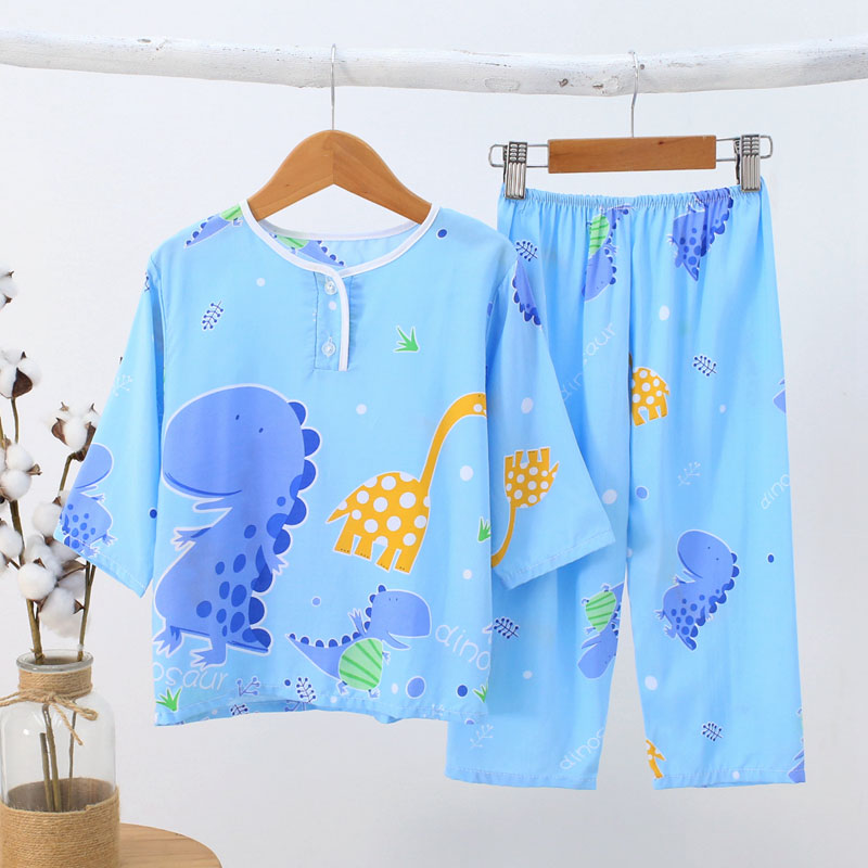 夏季绵绸小孩子棉绸套装空调服限时抢购