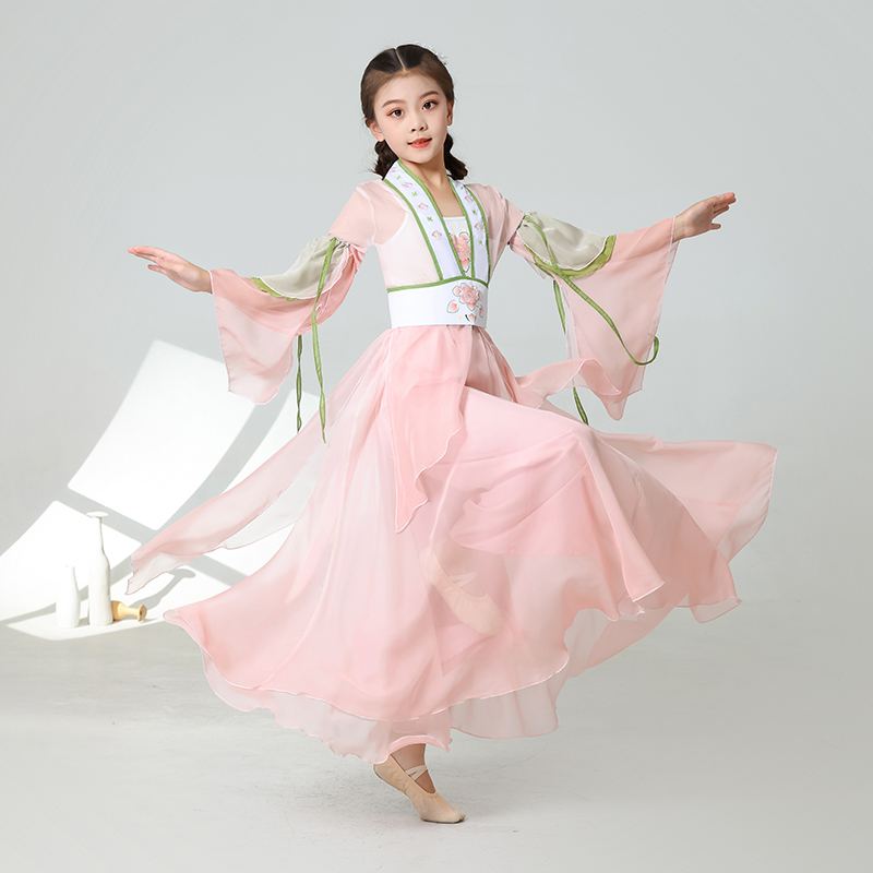 儿童舞蹈服古典舞飘逸纱衣中国风练功服扇子舞身韵女童超仙演出服