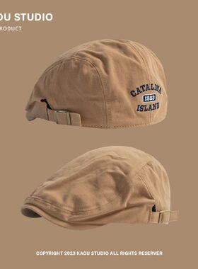 日系潮流街头反戴前进帽子男女嘻哈雅痞个性贝雷帽复古亲子画家帽