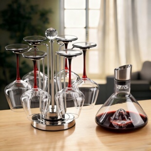 轻奢水晶钻石红酒杯架旋转高档挂高脚杯收纳悬挂倒挂酒柜家用摆件