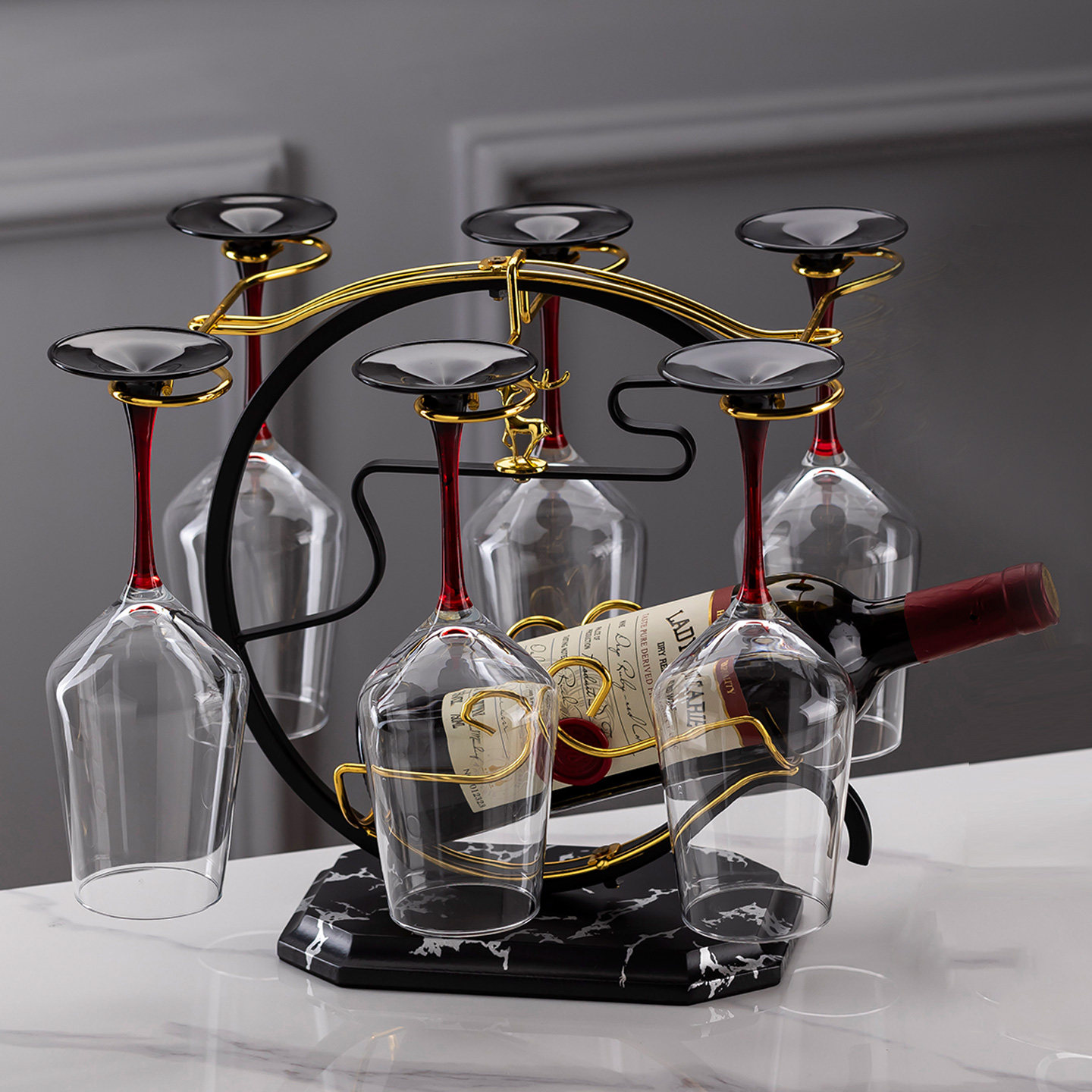 红酒架摆件家用红酒杯架倒悬挂高脚杯架柜装饰品轻奢高档斜放托架