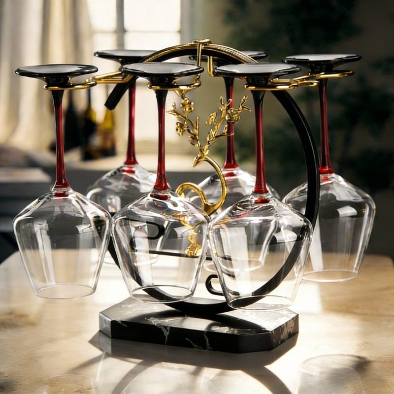 轻奢高档水晶红酒杯架创意客厅摆件高脚杯架倒挂悬挂收纳架子家用,餐饮具,酒架,淘宝优惠券,粉丝福利购,淘宝优惠卷