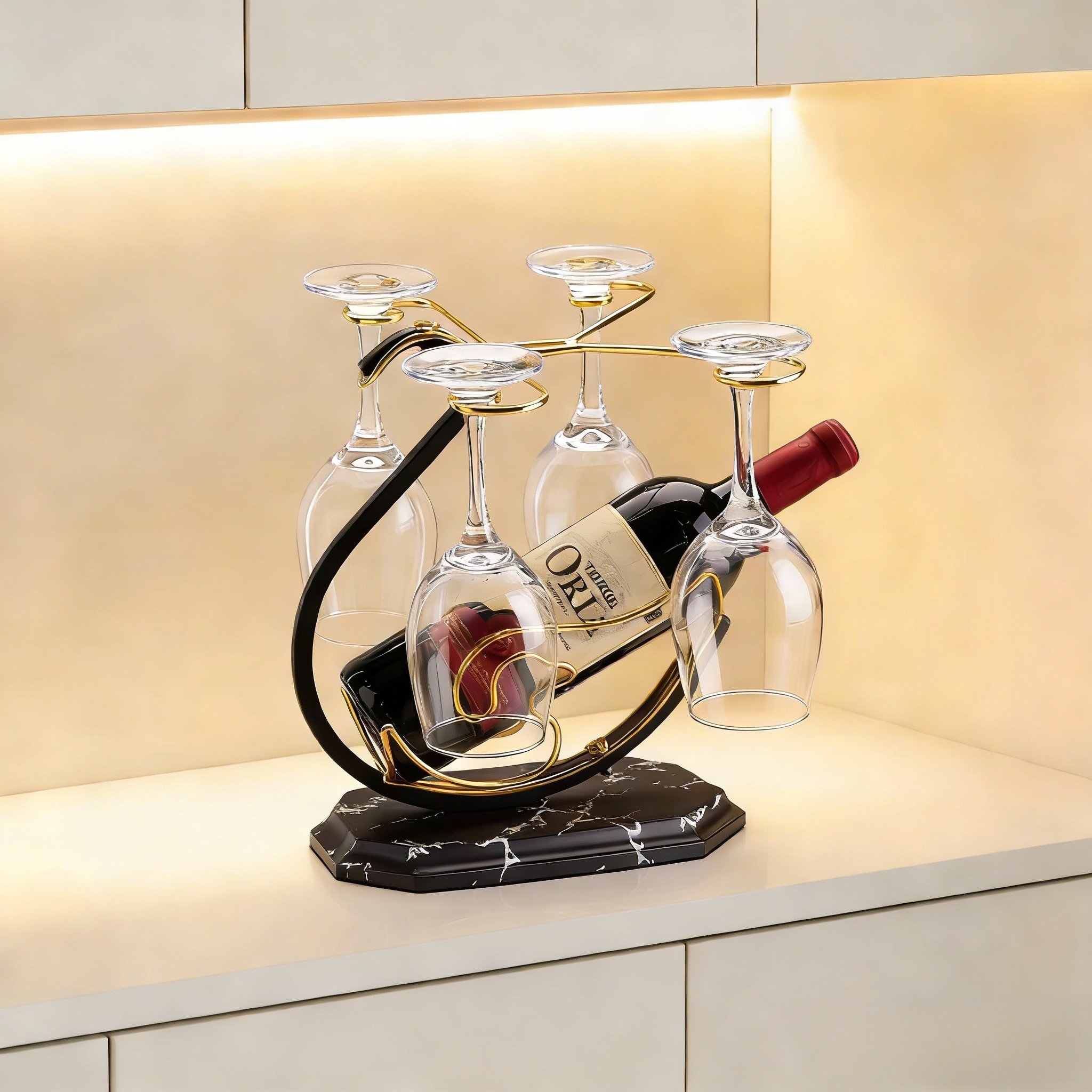 家用红酒杯架倒悬挂高脚杯架欧式酒瓶架子高档轻奢置物展示架摆件