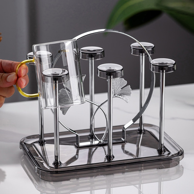 水杯套装玻璃杯旋转杯架