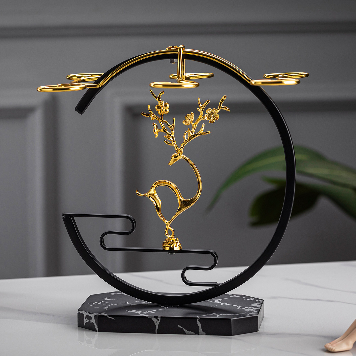 高级感水晶红酒杯高脚杯葡萄酒杯家用轻奢高档酒具套装红酒架摆件