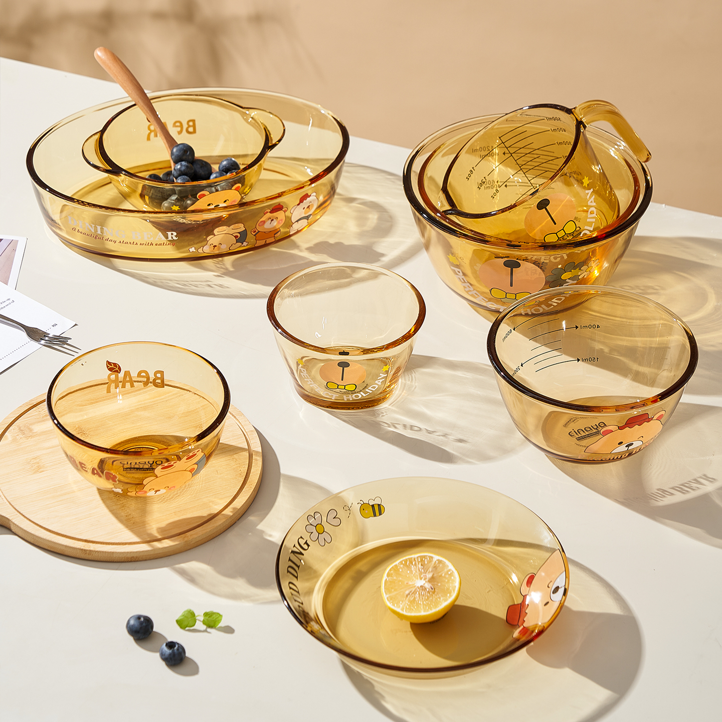 干饭熊高硼硅玻璃碗大汤碗