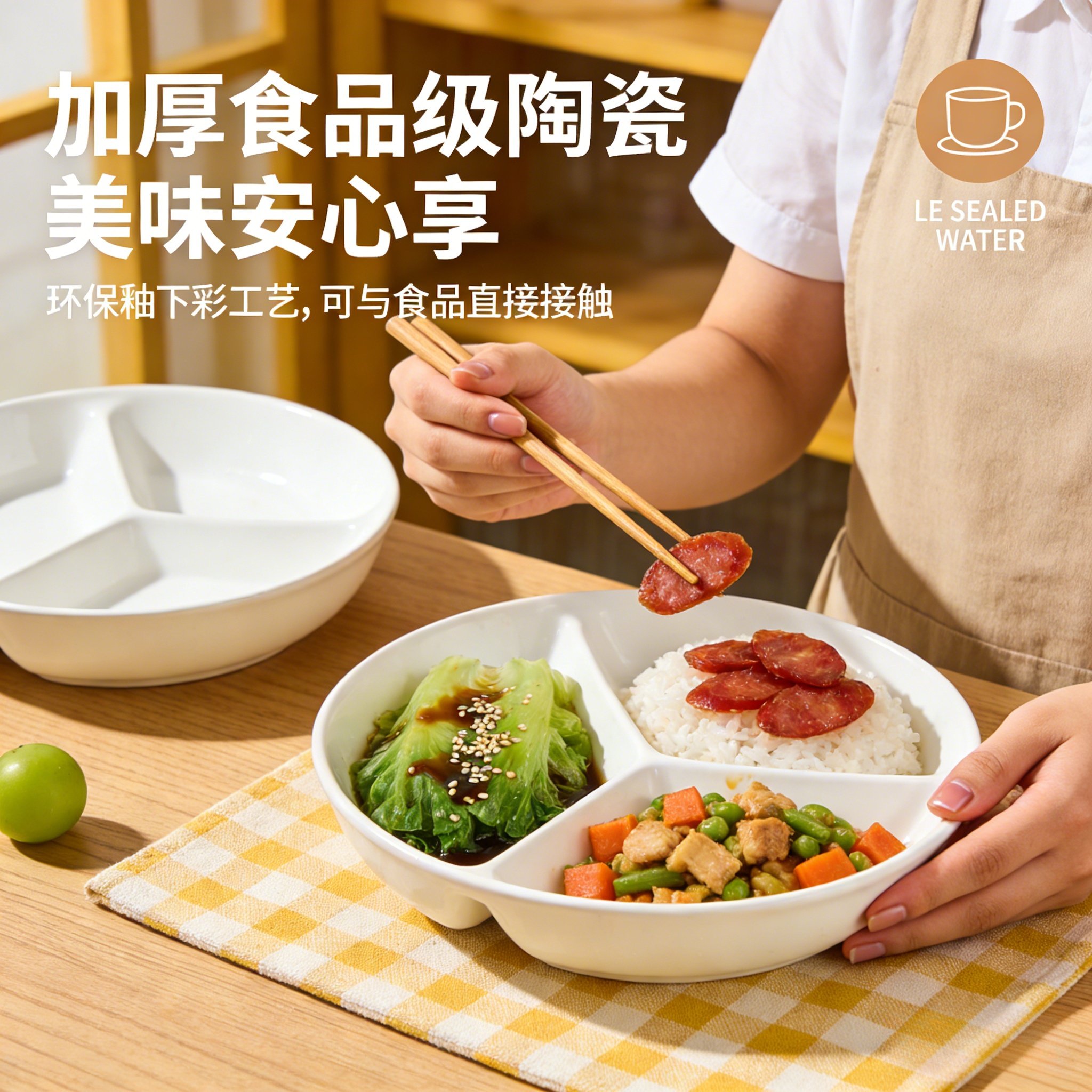 陶瓷三分格蒸盘圆形减脂餐宝宝辅食一锅蒸炒锅蒸碗屉电饭锅内蒸笼,厨房/烹饪用具,蒸格/蒸片/蒸架,淘宝优惠券,粉丝福利购,淘宝优惠卷