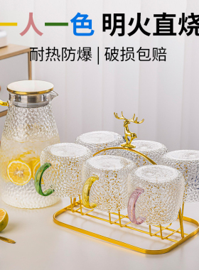 玻璃杯家用客厅耐热水杯泡茶杯高级感喝水杯子家庭套装招待客人杯