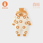 微狮牧尼婴儿棉服冬季 夹棉保暖初生宝宝连棉袄体哈衣爬服外出冬装