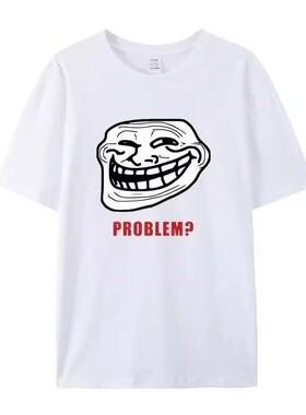 搞笑恶搞trollface2025趣味搞笑恶搞巨魔脸喷子T恤短袖