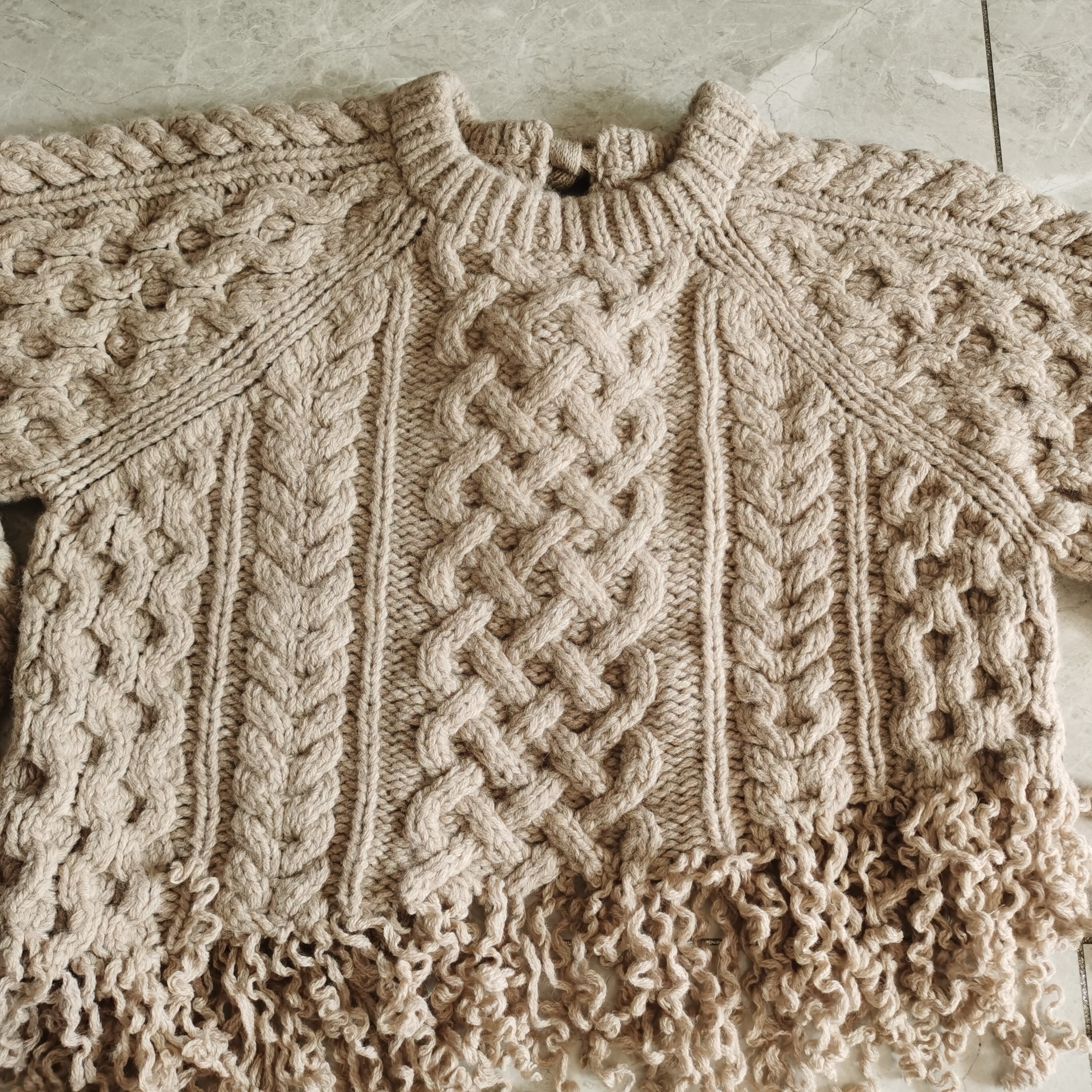 出口日本 LEINWANDE手工编织纯羊毛设计感厚宽松慵懒麻花针织开衫