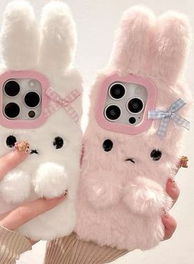 毛绒兔耳朵适用vivoS30Promini手机壳S20/S19/S18Pro爆款Y300GT/Y37Pro/Y78+/Y77E网红X200/X100S少女Pro