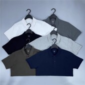 元 日系COTTON USA翻领珠地网眼布翻领门襟扣POLO衫 老百姓 短袖