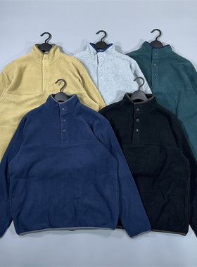 老百姓 元 日系FOUND GOOD门襟按扣立领摇粒绒套头卫衣男款宽松版
