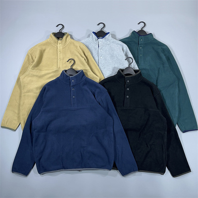 老百姓 元 日系FOUND GOOD门襟按扣立领摇粒绒套头卫衣男款宽松版
