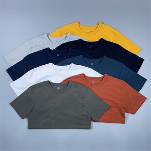 老百姓 元 国外素T百搭宽松全棉有型圆领打底男女情侣短袖T恤半袖