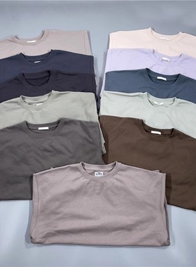 老百姓 元 日系WYM重磅男宽松Oversize落肩纯色圆领毛圈套头卫衣