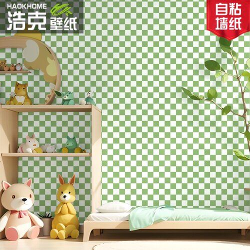 浩克几何格子自粘墙纸