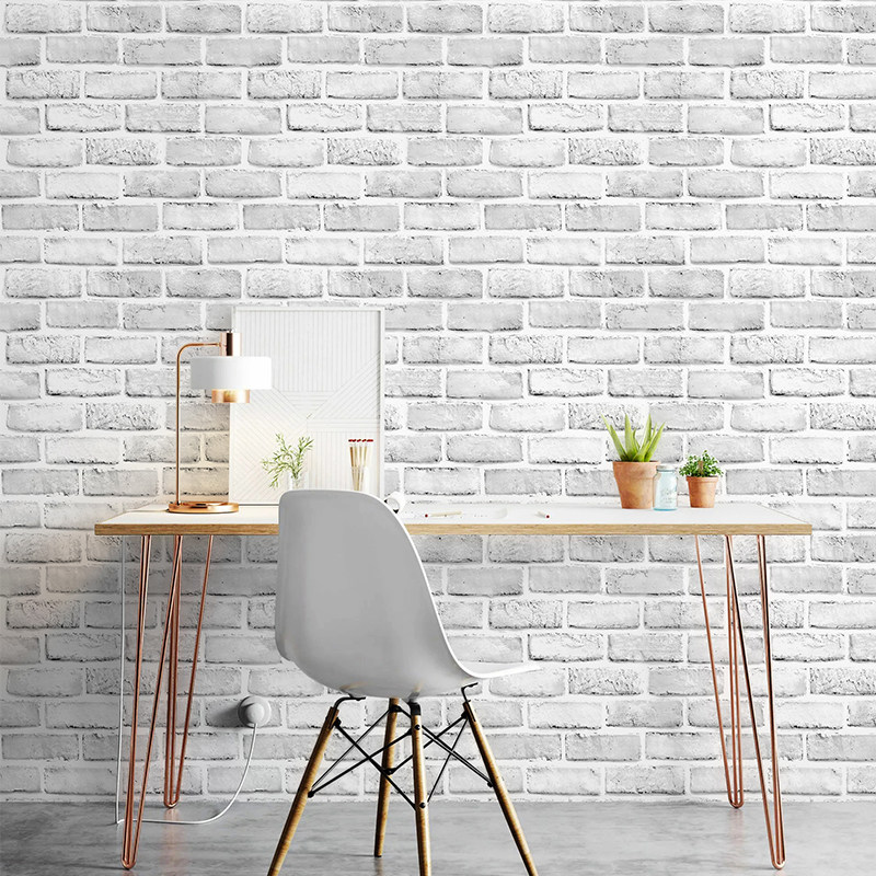 加厚白色砖纹PVC浴室卫生间墙纸