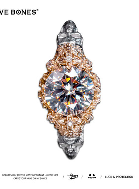 刻骨18k金镶钻四叶重楼戒指