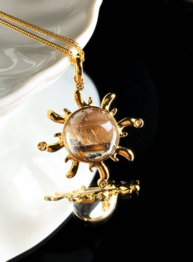 金色太阳花s925吊坠项链母亲节