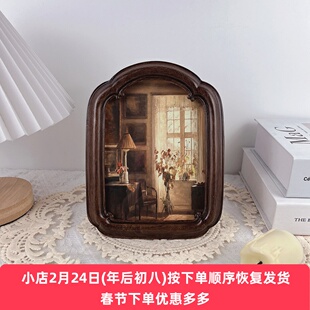 木色欧美式复古油画装饰画挂画古典树脂相框客厅玄关餐边柜摆件