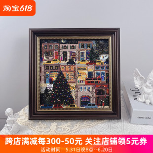 饰画圣诞节油画桌面摆件卧室客厅儿童房挂画相框摆画 北欧复古装