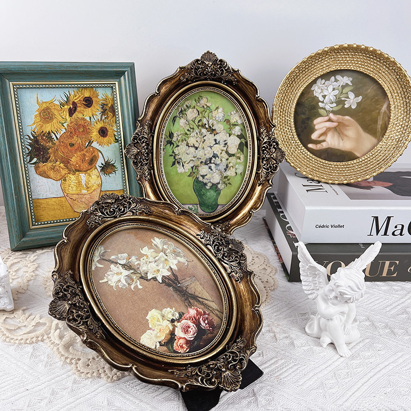 法式花朵桌面复古相框摆画客厅