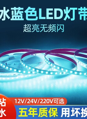 冰蓝色灯带led灯条12v24v自粘防水220v电竞酒店ktv酒吧蓝光线形灯