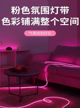 紫色灯带粉色220Vled灯条玫红情趣客厅卧室室内夫妻调情氛围灯光
