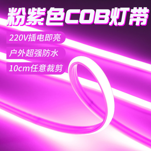 粉紫光cob灯带220v户外防水灯条
