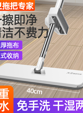 大卫免手洗平板拖把家用一拖净懒人干湿两用2024新款P12墩布地拖
