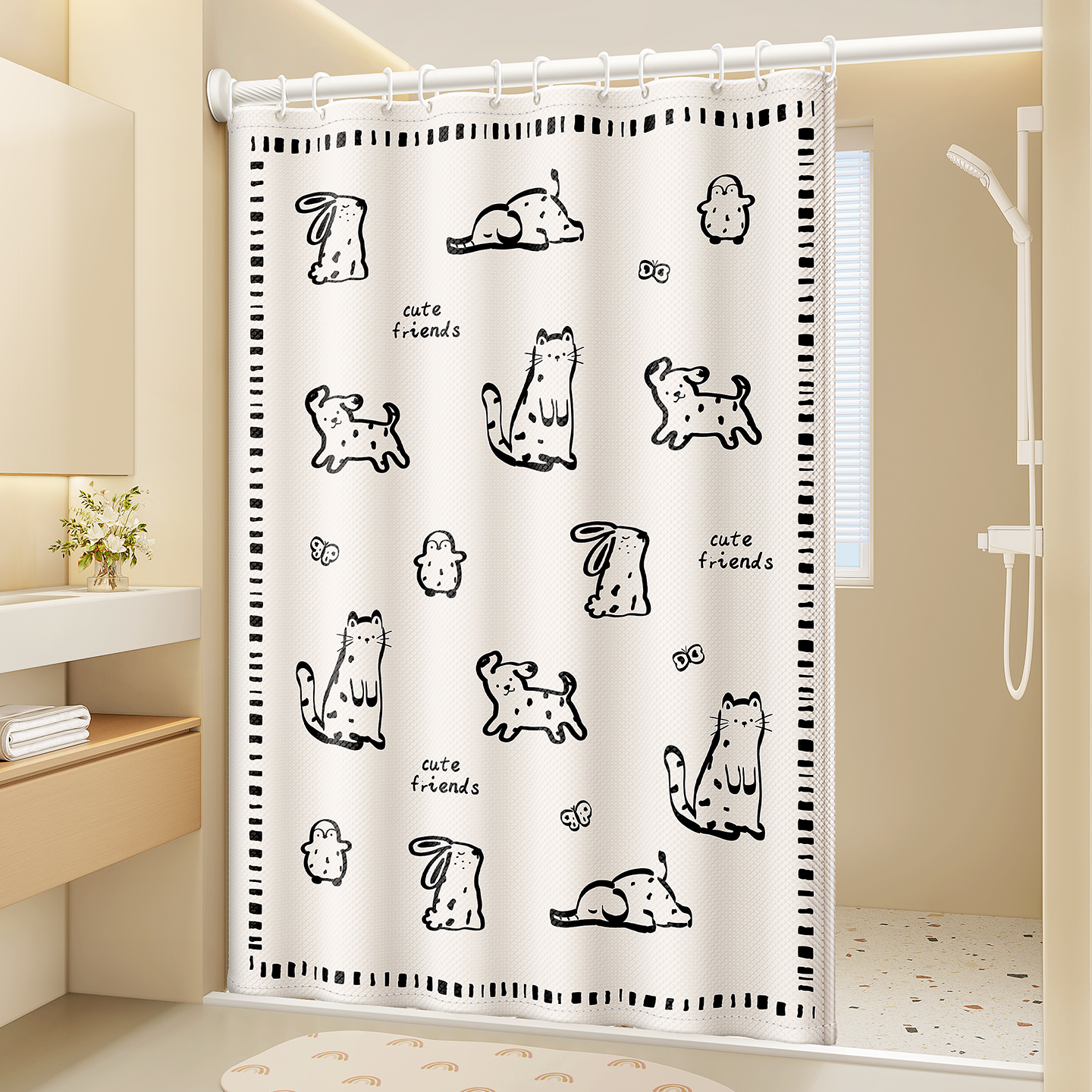 浴室浴帘卫生间隔断防水防霉免打孔高档淋浴遮挡窗帘洗澡速干门帘