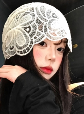 韩系蕾丝花朵镂空包头帽女春夏季