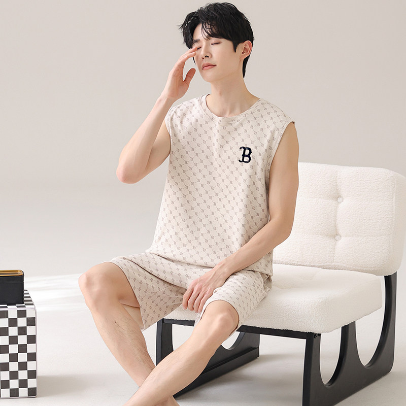 超大码莫代尔背心短袖短裤睡衣男夏胖子加肥加大码220斤250斤6XL