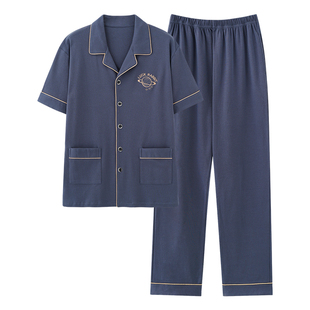 男款夏季200斤240斤5XL6XL纯棉睡衣夏季短袖长裤特大码家居服套装