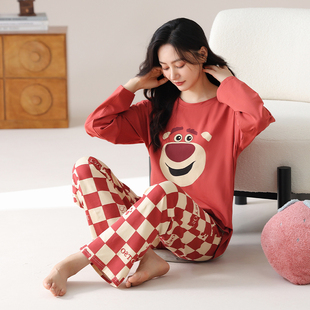 胖MM睡衣女春秋季纯棉女士娃娃领长袖家居服可爱加肥加大码200斤