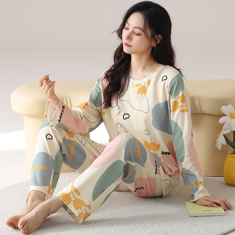 睡衣女士长袖纯棉特大码200斤宽松套装加肥加大号220斤家居服5XL